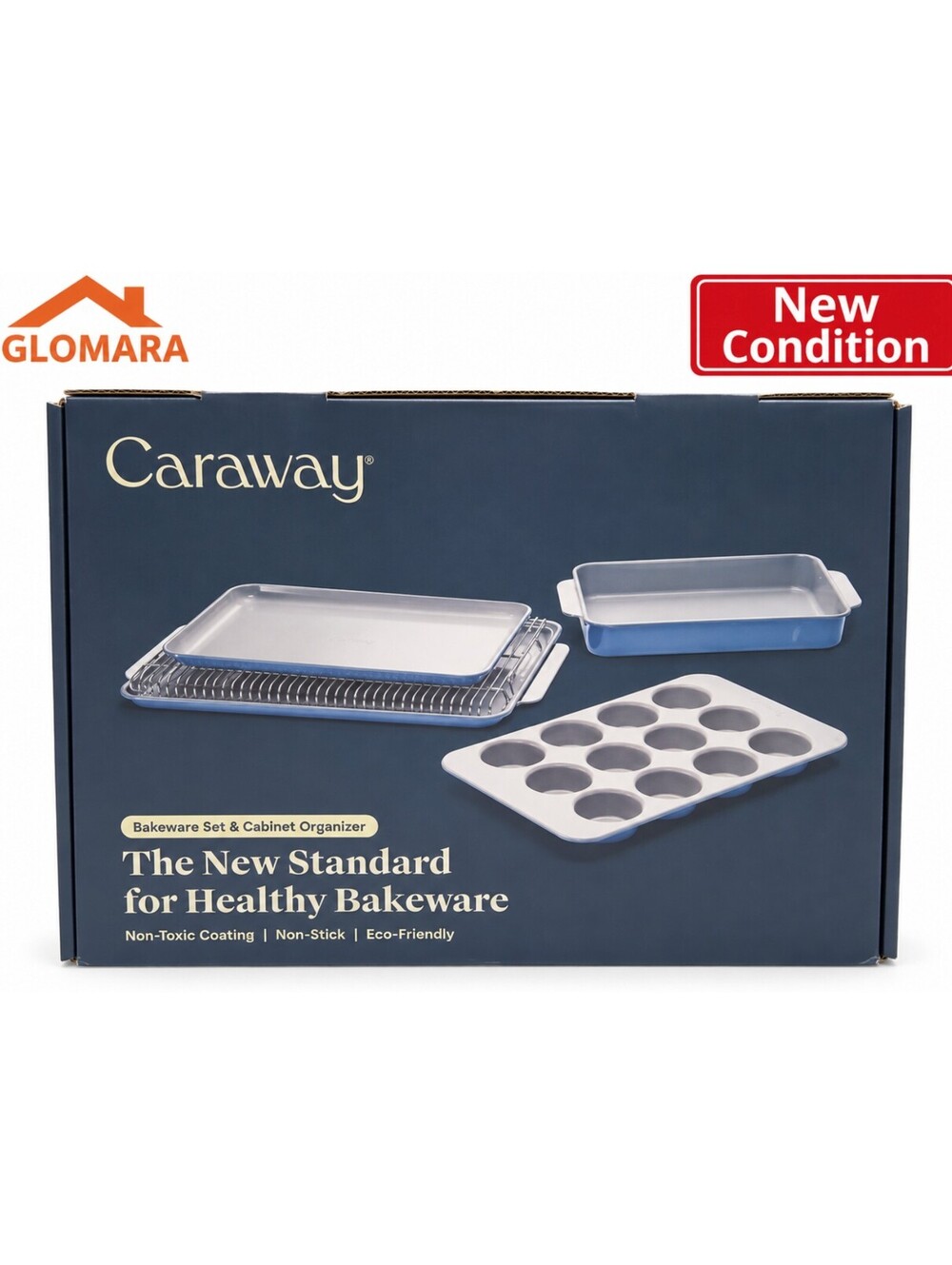 Caraway BW-MINS-102 5-Piece Nonstick Bakeware Set Organizer Slate Blue